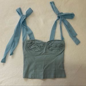 Blue bow tie strap top